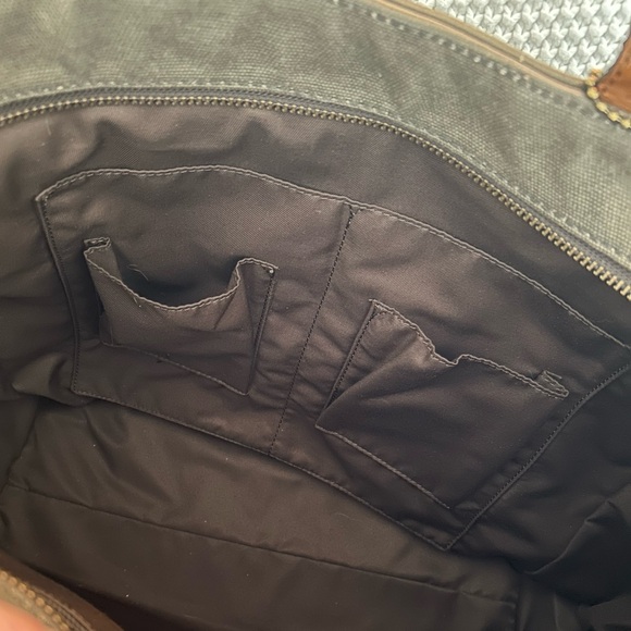 Coach 70945 Bleeker Canvas Utility Tote Olive Canvas Black Leather Brown Suede - Picture 9 of 14